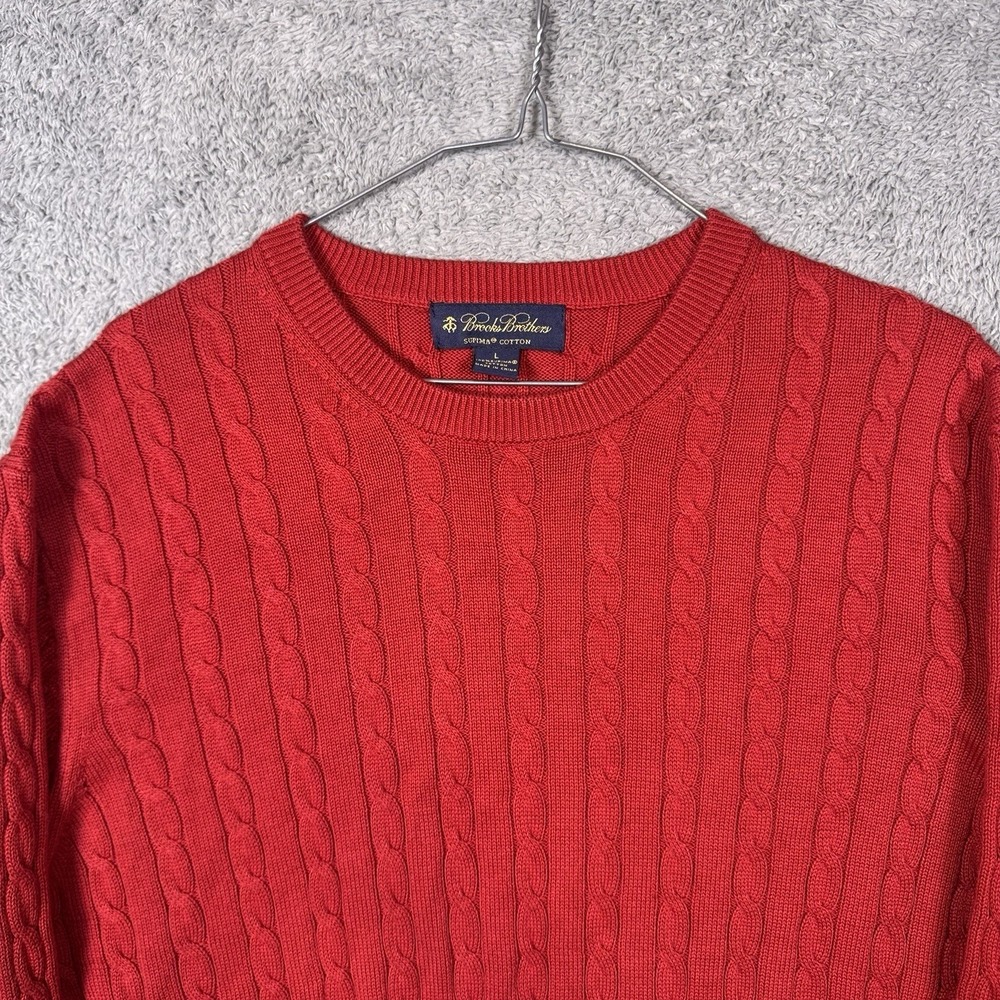 Brooks Brothers Sweater Mens L Cable Knit Crewneck Supima Jumper Pullover